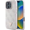 Guess PU 4G Strass Triangle Metal Logo Zadní Kryt pro iPhone 16 Pro Pink