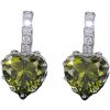 IZMAEL Náušnice Silver Heart Slabo Zelená KP25920