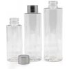 Plastová fľaša priehľadná, strieborný vrchnák, 100 ml