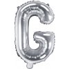 PartyDeco Fóliový balón Mini - Písmeno G 35cm strieborný
