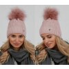 Fashionweek Dámska čiapka s kožušinovou brmbolcom a'la JENOT! + Flísová podšívka Zizi-V20 Farba: Ružový, Veľkosť: Universal