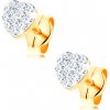 Šperky eshop - Náušnice zo žltého 14K zlata - trblietavé srdiečko zdobené krištálikmi Swarovski S1GG146.04