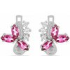 Nefertitis Náušnice strieborné s brúsenými Pink topazy a zirkónmi Ag 925 015728 PT NF14423 - 1,5 cm, 3,8 g
