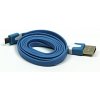 Logo USB kábel (2.0), USB A samec - microUSB samec, 1m, plochý, modrý, blister, DOPREDAJ