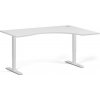 Ergonomický výškovo nastaviteľný stôl, 160x120 cm, 2 motory, L/P, biela podnož, biela