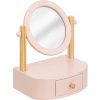 Atmosphera for Kids Ružové drevené stolné naklápacie toaletné zrkadlo so šperkovnicou, háčikmi a 2 zásuvkami