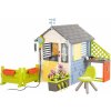 Domček meteorologická stanica s plotom s kvetináčmi Štyri ročné obdobia 4 Seasons Playhouse Smoby so zvonkohrou vetromerom a zrážkomerom