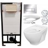 DEANTE Podstavný rám, pre závesné WC misy + SLIM tlačidlo chrom + WC CERSANIT CLEANON MODUO + SEDADLO CST_WC01 051P MO1