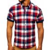 Bordová pánska károvaná košeľa s krátkymi rukávmi Bolf 5532