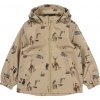 Mikk Line Ľahká detská prechodná bunda odolná voči vetru a dažďu hnedá so vzorom