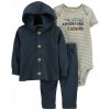 CARTER'S Set 3dielny body kr. rukáv, kardigán, tepláky Navy Adventure chlapec 9m