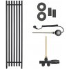 CERANO - Kúpeľňový radiátorový set Valerio - kombinované vykurovanie, wifi tyč - bočné jednobodové pripojenie - 872W - čierna matná - 1560x390 mm CER-663730