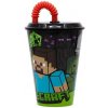 STOR Plastový kelímek Minecraft hrnek Minecraft XL s brčkem 430 ml