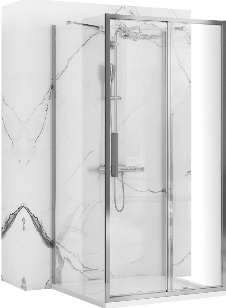 Rea Rapid Slide, 3-stenová sprchová kabína 130 (dvere) x 80(stena) x 80(stena) x 195 cm, 6mm číre sklo, chrómový profil, KPL-09109