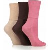 Iomi 3 páry Diabetik zdravotné ponožky BAMBUS lem bez gumy Ružové
