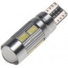 LED T10 biela, 12V, 10LED/5630SMD so šošovkou