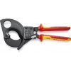 Knipex 95 36 280 - Kliešte na káble (račňový mechanizmus) izolované s multi-komponentnými rukoväťami, VDE testované čierne lakované 280 mm (samoobslužná karta/blister)