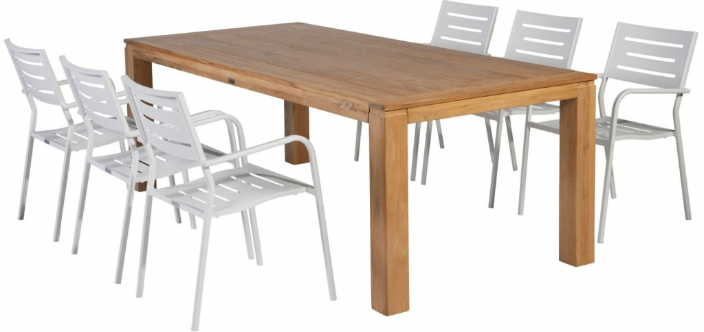 Exotan Stella Hawaii jedálenská súprava Stôl Stella 220 cm + 6 stoličiek, biela