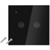 WIFI spínač svetiel a dotykový displej, dvojitý sklenený panel, čierny.
