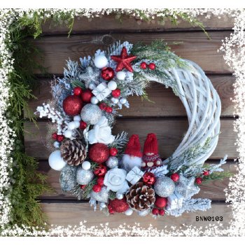 Vianočný veniec na dvere škriatkovia červeno-biele dekorácie priemer 30cm  biely od 49,79 € - Heureka.sk