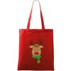 Jeleň so šálom - Taška bavlnená - 42 x 38 cm ( Červená )