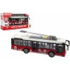 Teddies Autobus/trolejbus plast 28cm na zotrvačník na bat. so svetlom so zvukom v krabici 32x17x11cm