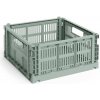HAY Skladacia prepravka Colour Crate Medium Square Sage Green