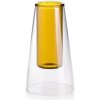 Dvojstenná cylindrická váza Doub 10,5x18,5 cm jantárová
