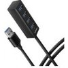 AXAGON USB MINI húb 4x USB 3.2 Gen 1 kovový USB-A 1.2m čierny HUE-M1AL