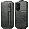 Peňaženkové kožené puzdro ZIPPER na Huawei Nova 10 – Čierna