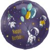 Fóliový balónik fialový Vesmír - Happy Birthday - 45 cm - Folat