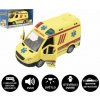 Teddies Auto ambulancie plast 20cm na zotrvačník na batérie so zvukom sa svetlom v krabici 26x15x12cm