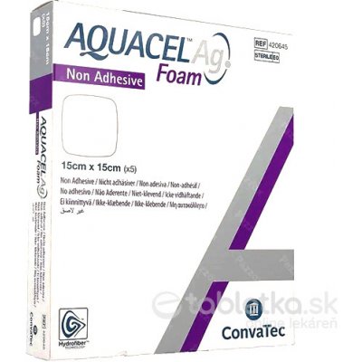 AQUACEL Krytie na rany Ag Foam Hydrofiber 15 x 15 cm