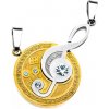 Šperky eshop - Prívesok pre dvojicu - husľový kľúč, kruh zlatej farby s gravírovaním AA32.21