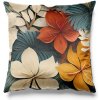 Soovi Home Obliečka na vankúš Floral Vibe – 3D kvetinový vzor v teplých a modrosivých tónoch Veľkosť: 40x40 velúr