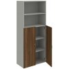 Policová skriňa Drive, 80x185x42 cm, orech/sivá - 1 kus - 1 KS - 4 - nie - 60 mesiacov - 2x plné - rovná - kombinovaná - Hobis - 80 cm - Drive - 42 cm - 185 cm - orech/sivá - 59.25 kilogramu HOBIS
