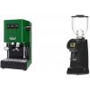 Gaggia New Classic EVO, green + Eureka Helios 65, black