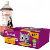 WHISKAS Adult sáčok 80 x 85 g Hydinové kúsky - vlhké krmivo pre dospelé mačky v želé (kúsky s: kuracím, kačacím, hydinovým, morčacím mäsom) & LAB V Lososový olej pre psov a mačky 1000ml