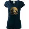 Albert Einstein so slúchadlami Pure dámske tričko Tmavomodrá veľmi tmavá skoro čierna