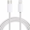AppleKing opletený dátový a nabíjací kábel PD 20W USB-C / Lightning pre iPhone / iPad / iPod / AirPods - 1 m - biely - možnosť vrátiť tovar ZADARMO do 30tich dní