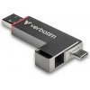 Verbatim 32041 Dual QuickStick, USB flash disk, USB C + USB A 3.2 Gen 1, 256GB, s pútkom, šedý