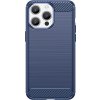 Flexibilný karbónový vzorovaný kryt pre iPhone 15 Pro Max - modrý