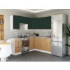 Rohová kuchynská linka LAMIA 190x170cm Green + dub artisan