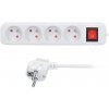 Solight prodlužovací přívod, 4 zásuvky, bílý, vypínač, 1,5m PP30