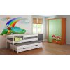 Detská posteľ + šuplíky + matrace pena-kokos - Junior - 160x80cm - Biela