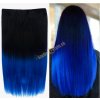 Clip in rýchlopás rovný na predlžovanie a zahustenie vlasov ombre 666 / 1BT BLUE