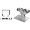 CAIS Vozík pre C-profil 73x61x3,5mm, 8 roliek, vyosený, pre posuvné brány vo svahu SPEED SK
