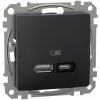 Schneider Electric Zásuvka USB, 1× USB A, 1× USB C, termoplast, antracit, SDD114405