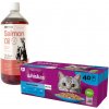 WHISKAS Adult sáčky 40 x 85 g Fishy Treats - vlhké krmivo pre dospelé mačky v želé (kúsky s: lososom, tuniakom, treskou, bielou rybou) & LAB V Lososový olej pre psov a mačky 1000ml