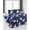 Set prešívaného prehozu a 2 obliečok na vankúše Eponj Home Magic Unicorn Dark Blue, 200 x 220 cm